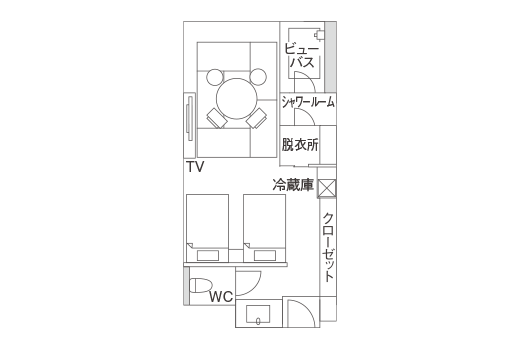 温泉ビューバス付プレミアルーム 見取り図