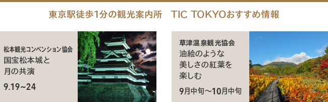 $B!AEl5~1XELJb(B1$BJ,$N4Q8w0FFb=j!A(B TIC TOKYO$B$*$9$9$a>pJs(B