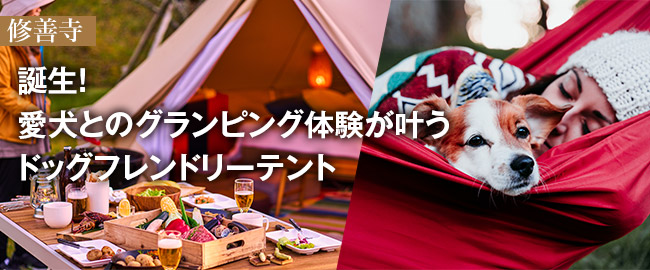修善寺「誕生！愛犬とのグランピング体験が叶うドッグフレンドリーテント」