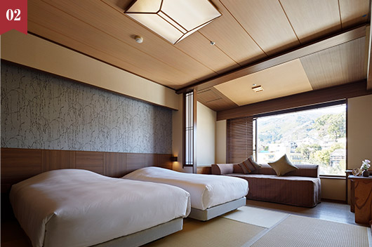 ラフォーレ伊東温泉 湯の庭　【期間限定】和室ベッドスタイルの客室に最大24時間ステイ「和モダン客室で伊東リトリート」(2食付)